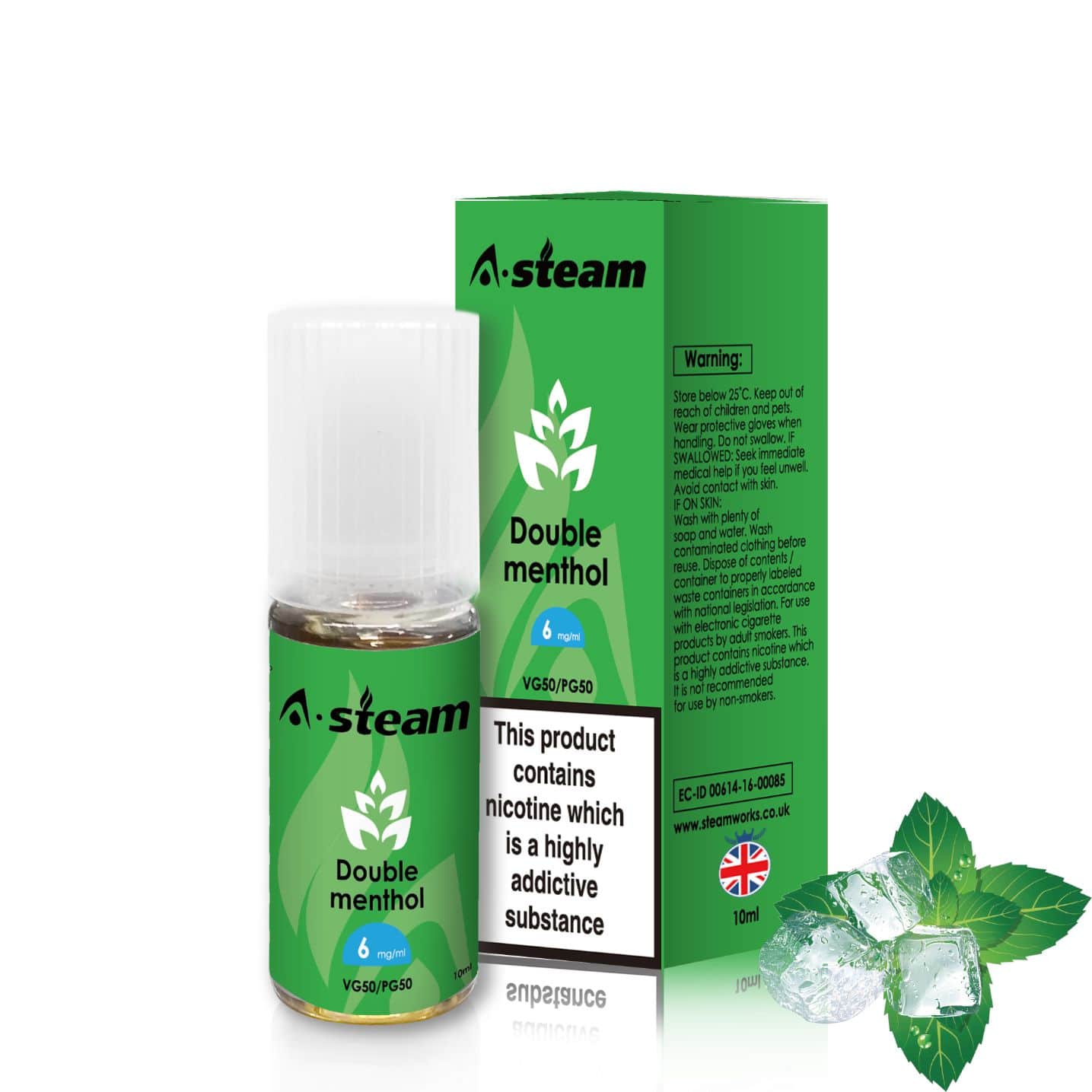 Double Menthol 10ml E-Liquid By A Steam BOX of 10