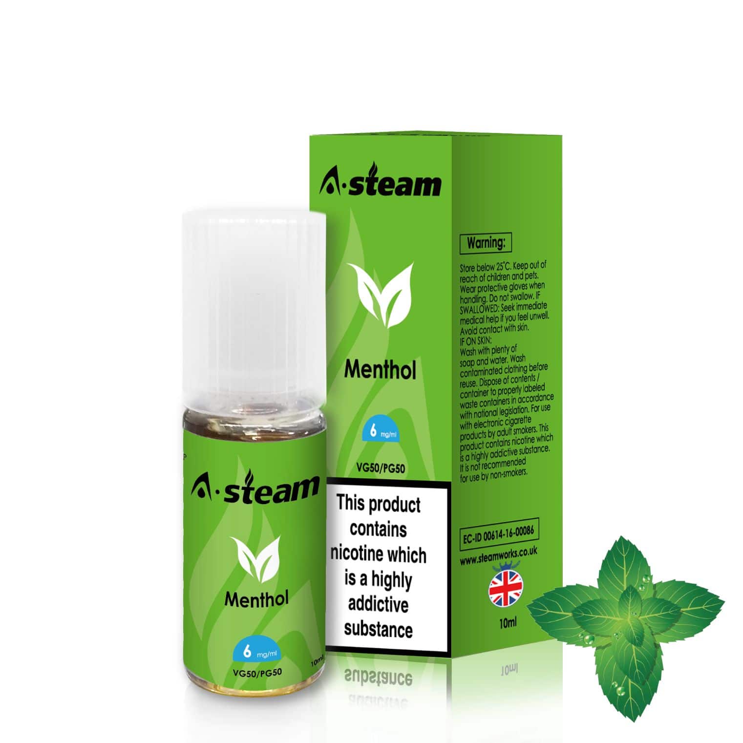 Menthol 10ml E-Liquid By A Steam BOX of 10