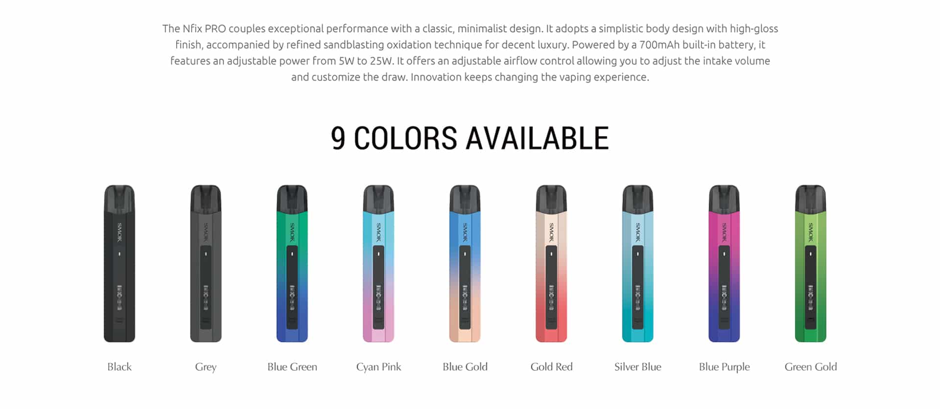 smoknfix pod kit colors